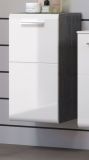 Badezimmer Unterschrank Riva in wei Hochglanz und Rauchsilber grau Badschrank hngend 35 x 68 cm Badkommode