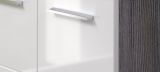 Badezimmer Unterschrank Riva in wei Hochglanz und Rauchsilber grau Badschrank hngend 35 x 68 cm Badkommode