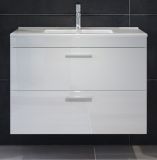 Waschbeckenunterschrank MIT Waschbecken Devon in wei Hochglanz Waschtisch hngend 81 x 59 cm