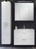 Badmbel Set Devon in wei Hochglanz Badkombination hngend MIT Waschbecken 130 x 190 cm