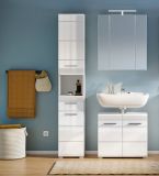 Badezimmer Hochschrank Leon in wei Hochglanz Badschrank 30 x 182 cm