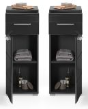 Badezimmer Unterschrank Leon in schwarz Hochglanz Badmbel Kommode 30 x 79 cm