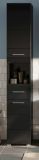 Badezimmer Hochschrank Leon in schwarz Hochglanz Badschrank 30 x 182 cm