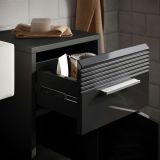 Badezimmer Hochschrank Leon in schwarz Hochglanz Badschrank 30 x 182 cm