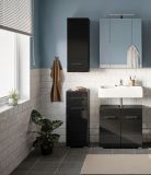 Badezimmer Hngeschrank Leon in schwarz Hochglanz Badschrank hngend 30 x 77 cm