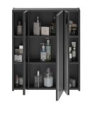 Badezimmer Spiegelschrank Leon in schwarz Badschrank 3-trig 60 x 70 cm