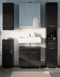 Badmbel Set 5-teilig Leon in schwarz Hochglanz Badkombination 150 x 182 cm