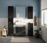 Badmbel Set 5-teilig Leon in schwarz Hochglanz Badkombination 150 x 182 cm