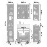 Badmbel Set 5-teilig Leon in schwarz Hochglanz Badkombination 150 x 182 cm