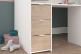 Parisot Hochbett Tom in wei und Jackson Eiche Jugendzimmer Bett mit Schreibtisch und Kleiderschrank