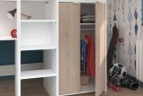 Parisot Hochbett Tom in wei und Jackson Eiche Jugendzimmer Bett mit Schreibtisch und Kleiderschrank