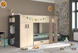 Parisot Etagenbett Stim2 in Jackson Eiche und grau Kinder und Jugendzimmer Hochbett 280 x 142 cm