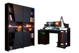 Parisot Gaming Set Gaming1 in schwarz Gaming Schreibtisch und 2x Schrank inkl. LED Beleuchtung