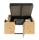 Parisot Stauraumbett Travel in Eiche Artisan und schwarz Hochbett Liegeflche 140 x 200 cm