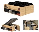 Parisot Stauraumbett Travel in Eiche Artisan und schwarz Hochbett Liegeflche 140 x 200 cm