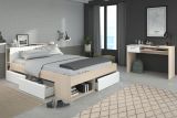 Parisot Schlafzimmer komplett Most61 in Akazie und wei Komplettzimmer mit Stauraumbett und Schreibtisch