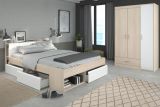 Parisot Kinder und Jugend Schlafzimmer Set Most Akazie und wei mit Stauraumbett (140 x 200) und Kleiderschrank