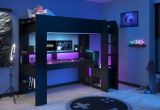 Hochbett Online in schwarz Gaming Jugendzimmer Bett mit Schreibtisch inkl. LED Beleuchtung mit Farbwechsel