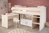 Parisot Hochbett Charly4 in Akazie und wei Kinder- und Jugendzimmer Bett mit Schreibtisch