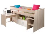 Parisot Hochbett Charly4 in Akazie und wei Kinder- und Jugendzimmer Bett mit Schreibtisch