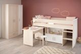 Parisot Kinder- und Jugendzimmer Charly6 in Akazie und wei Set inklusive Kleiderschrank und Hochbett mit Schreibtisch