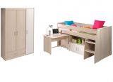 Parisot Kinder- und Jugendzimmer Charly6 in Akazie und wei Set inklusive Kleiderschrank und Hochbett mit Schreibtisch
