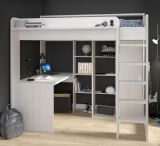 Parisot Hochbett Higher in Kiefer hell Jugendzimmer Bett mit Schreibtisch und Kleiderschrank