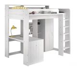Parisot Hochbett Higher in Kiefer hell Jugendzimmer Bett mit Schreibtisch und Kleiderschrank
