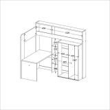 Parisot Hochbett Higher in Kiefer hell Jugendzimmer Bett mit Schreibtisch und Kleiderschrank