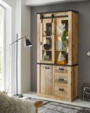 Vitrine Stove in Used Wood hell und anthrazit Vitrinenschrank 93 x 201 cm