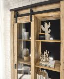 Buffetschrank Stove in Used Wood hell und anthrazit Vitrinenschrank 133 x 201 cm