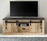 TV-Lowboard Stove in Used Wood hell und anthrazit TV Unterteil in Komforthhe 162 x 61 cm