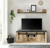 TV-Lowboard Stove in Used Wood hell und anthrazit TV Unterteil in Komforthhe 162 x 61 cm