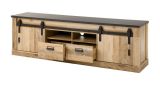 TV-Lowboard Stove in Used Wood hell und anthrazit TV Unterteil in Komforthhe 201 x 61 cm