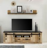 Wohnwand Stove in Used Wood hell und anthrazit Wohnkombination 3-teilig 314 x 201 cm