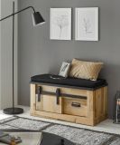 Garderobe Sitzbank Stove in Used Wood hell und anthrazit Garderobenbank 93 x 46 cm