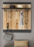 Garderobenpaneel Stove in Used Wood hell und anthrazit Wandgarderobe 92 x 100 cm