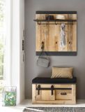Garderobenpaneel Stove in Used Wood hell und anthrazit Wandgarderobe 92 x 100 cm