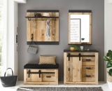 Garderobenpaneel Stove in Used Wood hell und anthrazit Wandgarderobe 92 x 100 cm