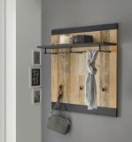 Garderobenpaneel Stove in Used Wood hell und anthrazit Wandgarderobe 92 x 100 cm