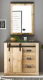 Garderobe Set 2-teilig Stove in Used Wood hell und anthrazit Garderobenkombination mit Kommode und Spiegel