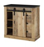Garderobe Set 2-teilig Stove in Used Wood hell und anthrazit Garderobenkombination mit Kommode und Spiegel