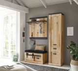 Garderobe Set 4-teilig Stove in Used Wood hell und anthrazit Garderobenkombination 164 x 201 cm