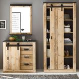 Garderobe Set 3-teilig Stove in Used Wood hell und anthrazit Garderobenkombination 206 x 201 cm