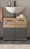 Waschbeckenunterschrank Tomaso in Nox Eiche und Basalt grau 60 x 56 cm, Soft-Close