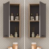 Badezimmer Hngeschrank Tomaso in Nox Eiche und Basalt grau Badschrank 37 x 77 cm, Soft-Close