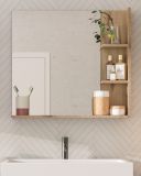 Badezimmer Spiegel Tomaso in Nox Eiche Badspiegel mit Ablage 79 x 73 cm