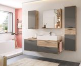 Badezimmer Spiegel Tomaso in Nox Eiche Badspiegel mit Ablage 79 x 73 cm