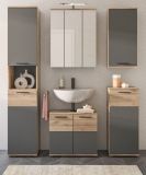 Badmbel Set 5-teilig Tomaso in Nox Eiche und Basalt grau Badezimmer 164 x 190 cm, Soft-Close