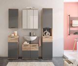 Badmbel Set 5-teilig Tomaso in Nox Eiche und Basalt grau Badezimmer 164 x 190 cm, Soft-Close